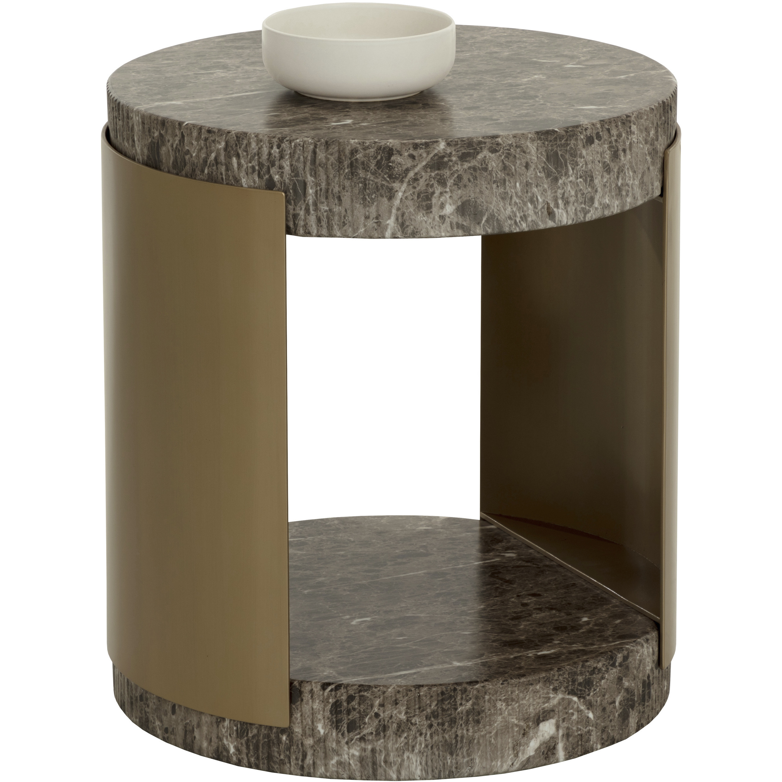 Cavette 21 X 19 inch Marble Look / Dark Emperador Outdoor End Table